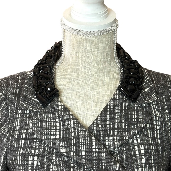 J. Crew Jackets & Blazers - J.Crew Collection Tweed Contessa jeweled black and white Blazer‎ size 6